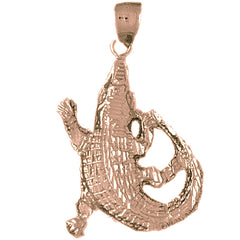 10K, 14K or 18K Gold Alligator Pendant