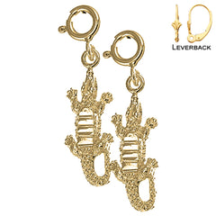14K or 18K Gold Crocodile Earrings