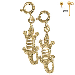 Sterling Silver 26mm Crocodile Earrings (White or Yellow Gold Plated)