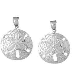 Sterling Silver 38mm Sand Dollar Earrings