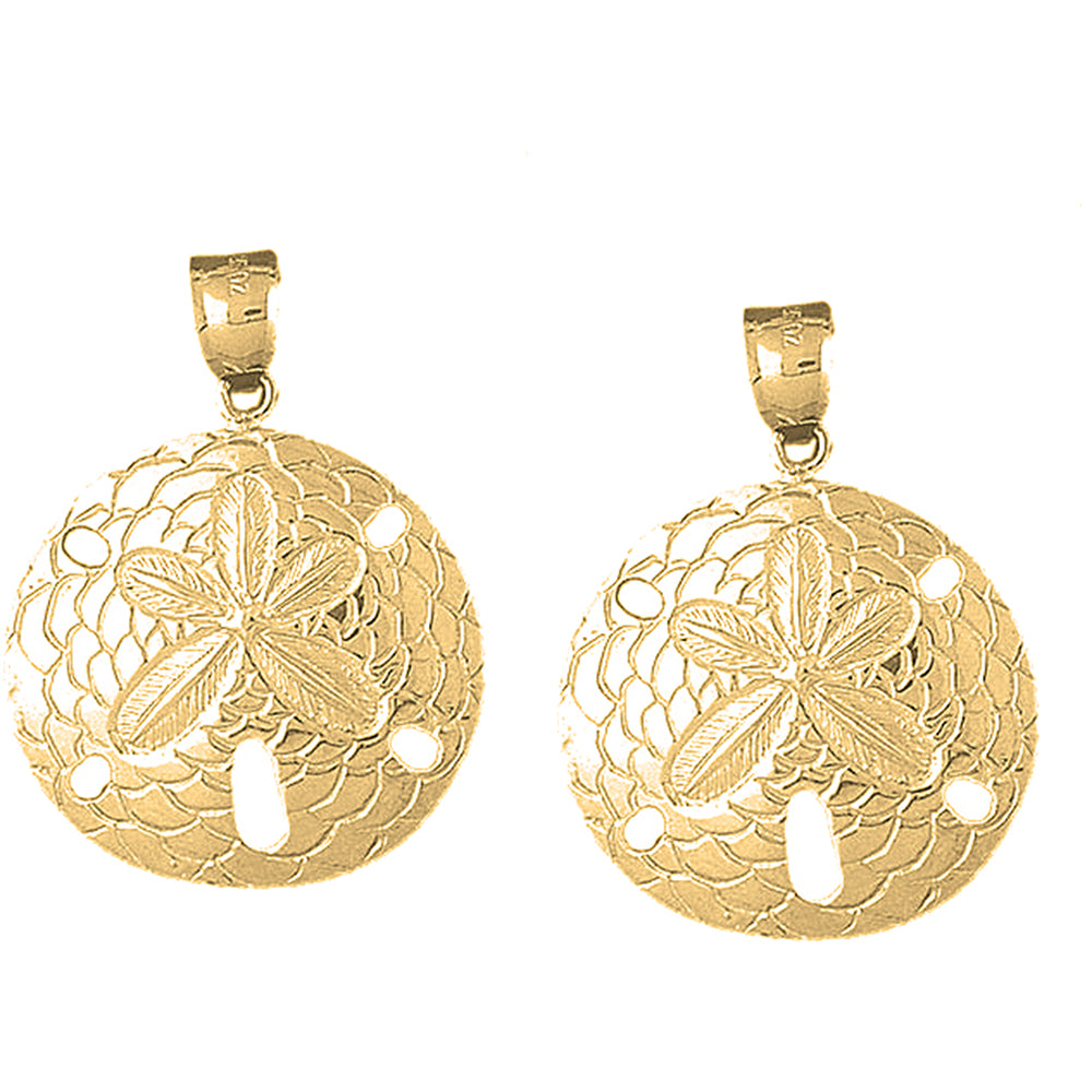 14K or 18K Gold 38mm Sand Dollar Earrings