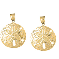 Yellow Gold-plated Silver 38mm Sand Dollar Earrings