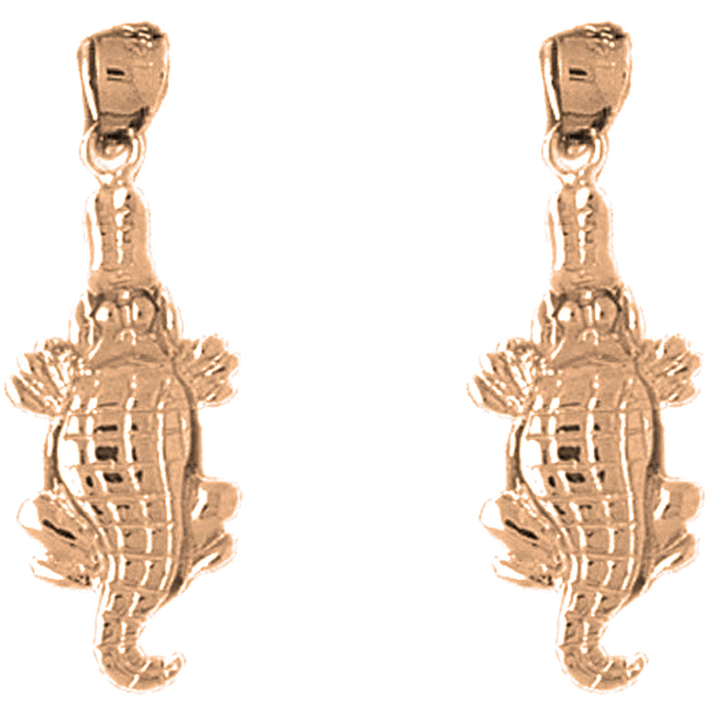 14K or 18K Gold 28mm Alligator Earrings
