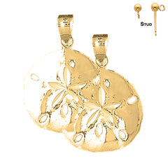 28 mm Sanddollar-Ohrringe aus Sterlingsilber (weiß- oder gelbvergoldet)