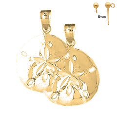 Sterling Silver 28mm Sand Dollar Earrings (White or Yellow Gold Plated)