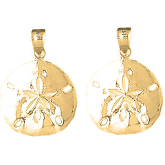 Yellow Gold-plated Silver 28mm Sand Dollar Earrings