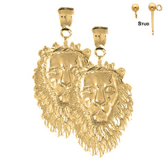 Pendientes con cabeza de león de 43 mm en oro de 14 quilates o 18 quilates