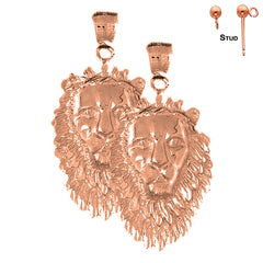 14K oder 18K Gold 43mm Löwenkopf Ohrringe