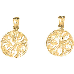 Yellow Gold-plated Silver 19mm Sand Dollar Earrings
