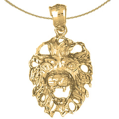 10K, 14K or 18K Gold Lion Head Pendant