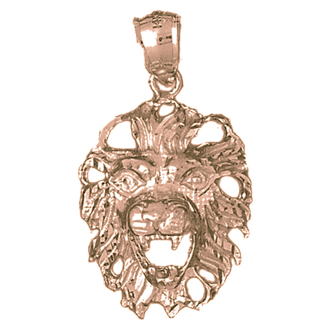 10K, 14K or 18K Gold Lion Head Pendant