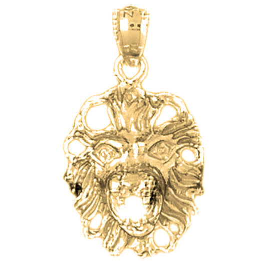 10K, 14K or 18K Gold Lion Head Pendant