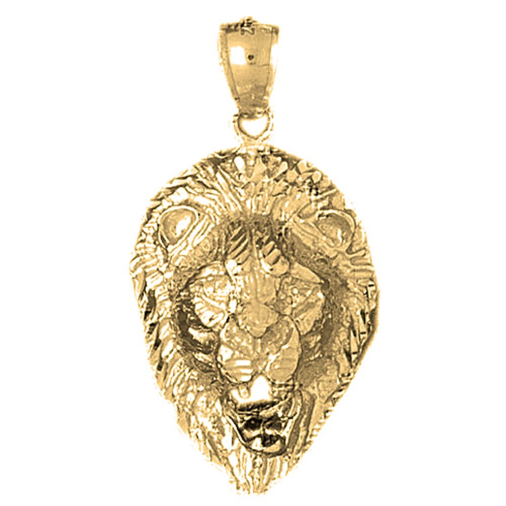 10K, 14K or 18K Gold Lion Head Pendant