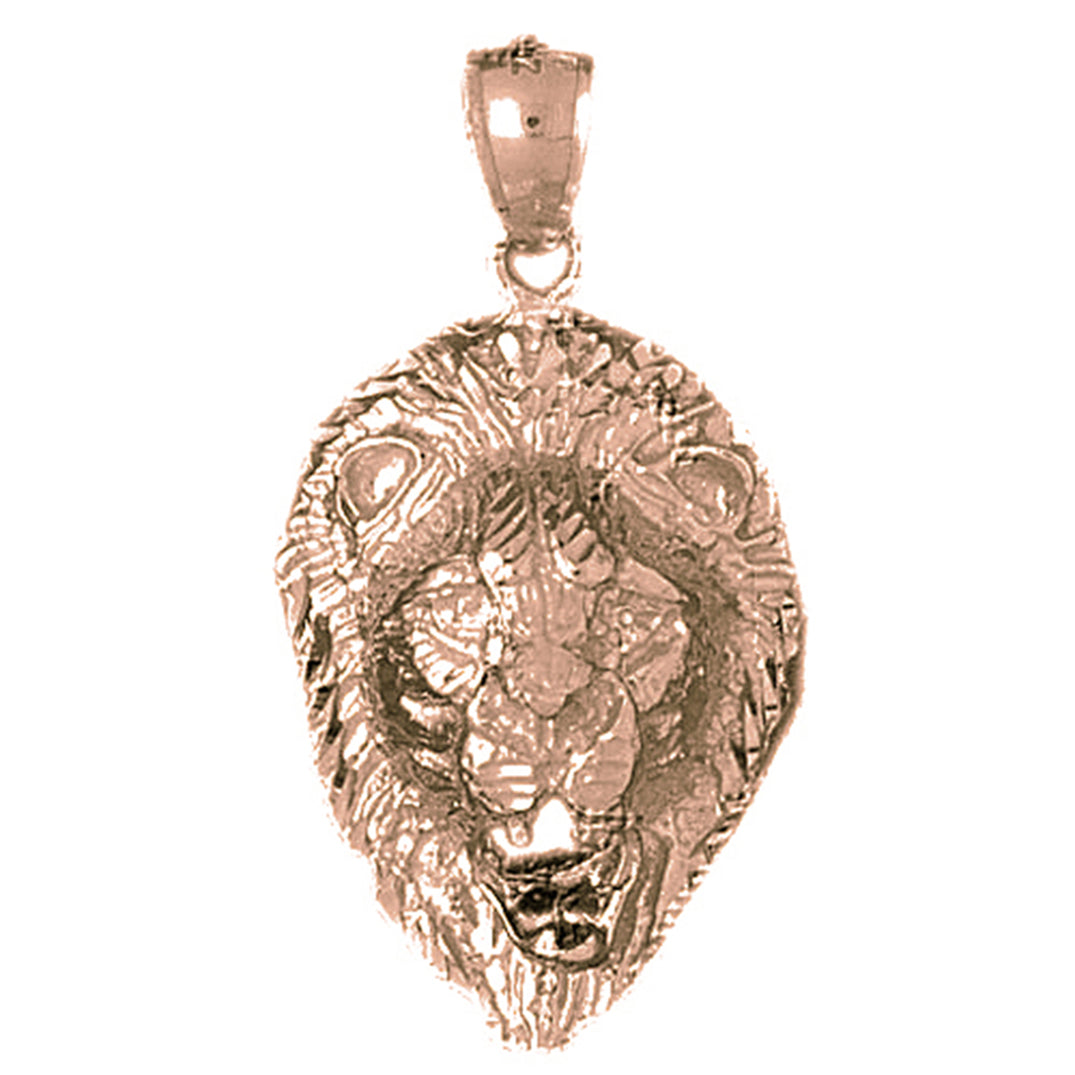 10K, 14K or 18K Gold Lion Head Pendant