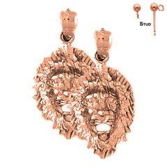 Pendientes con cabeza de león de 27 mm en oro de 14 quilates o 18 quilates