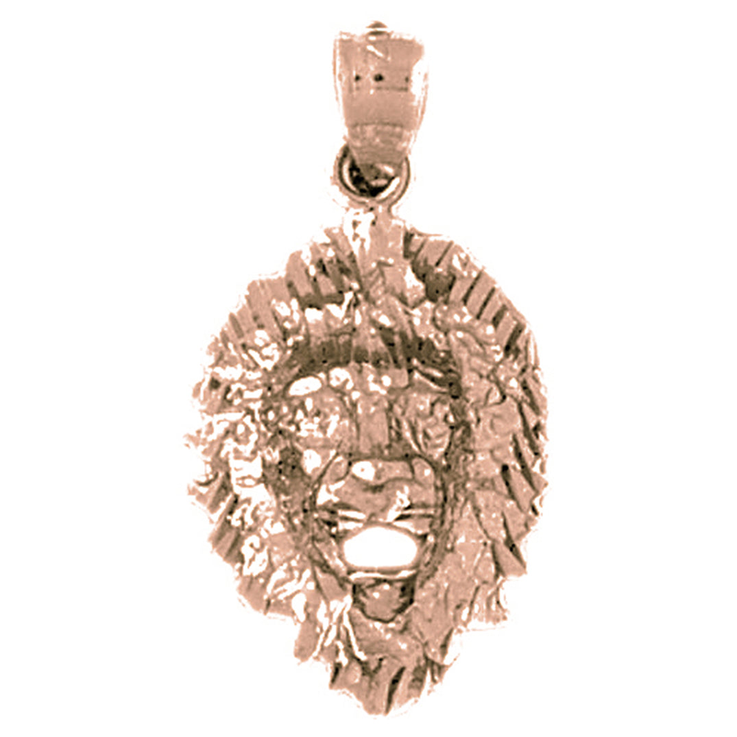 10K, 14K or 18K Gold Lion Head Pendant