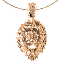 10K, 14K or 18K Gold Lion Head Pendant