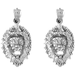 Sterling Silver 27mm Lion Head Earrings