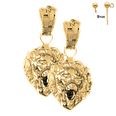 14K oder 18K Gold 19mm Löwenkopf Ohrringe