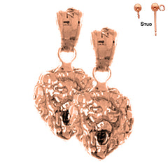 Pendientes de cabeza de león de oro de 14 quilates o 18 quilates de 19 mm