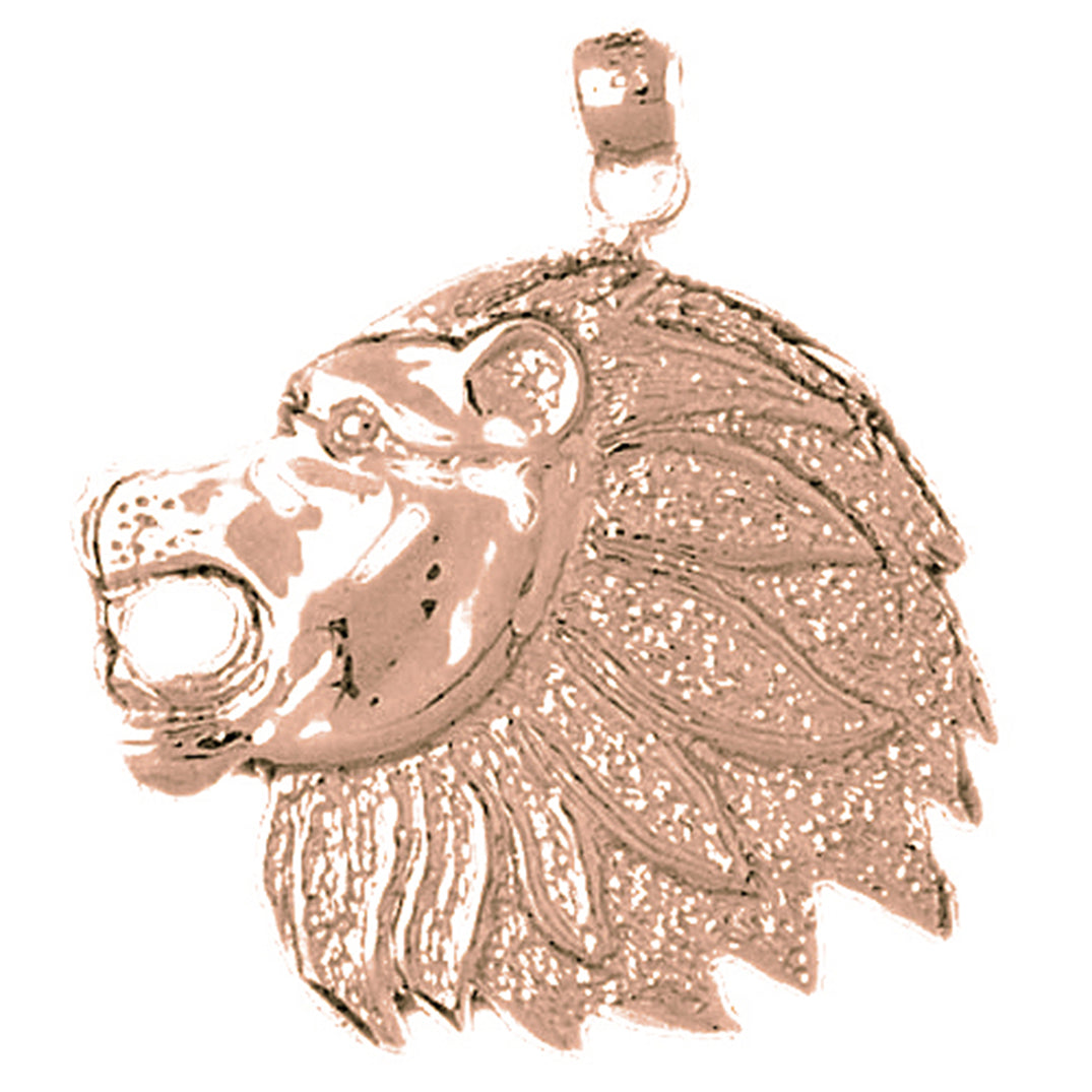 10K, 14K or 18K Gold Lion Head Pendant