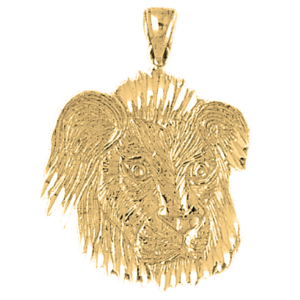 10K, 14K or 18K Gold Lion Head Pendant