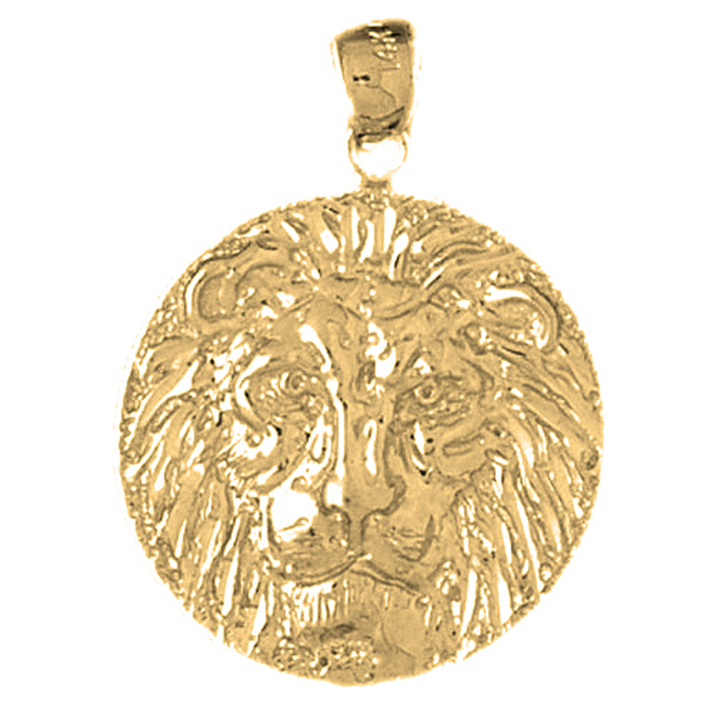 10K, 14K or 18K Gold Lion Head Pendant