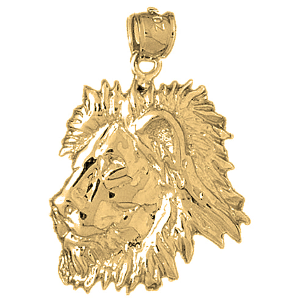 10K, 14K or 18K Gold Lion Head Pendant