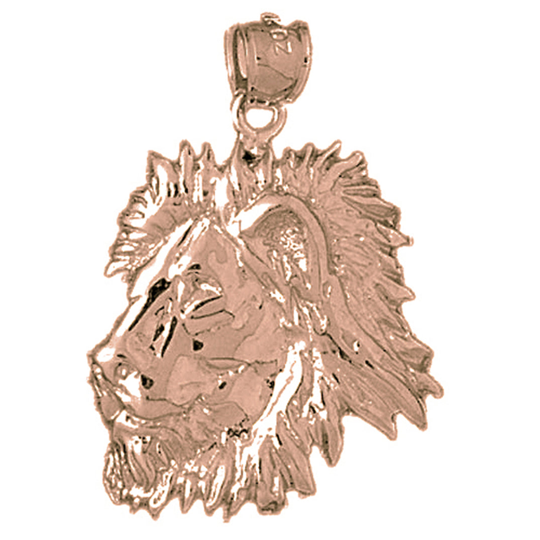 10K, 14K or 18K Gold Lion Head Pendant