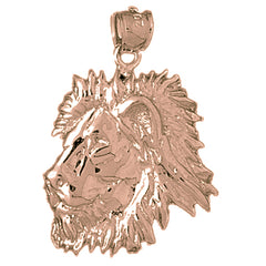 10K, 14K or 18K Gold Lion Head Pendant