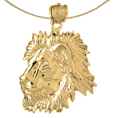 Colgante de cabeza de león de oro de 10K, 14K o 18K