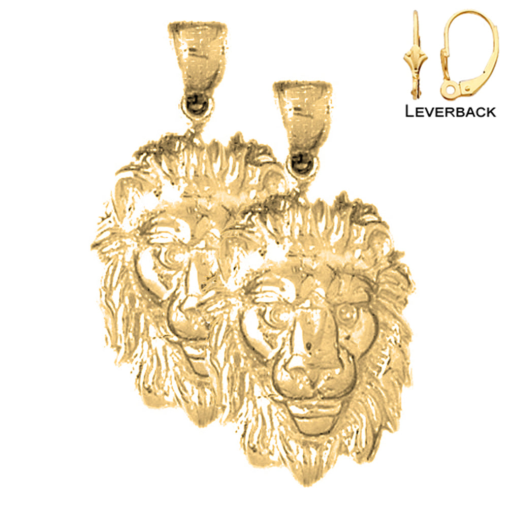 14K or 18K Gold Lion Head Earrings