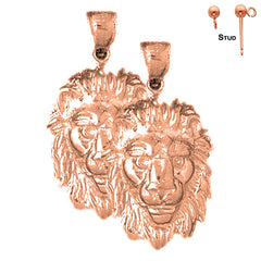 14K oder 18K Gold 32mm Löwenkopf Ohrringe