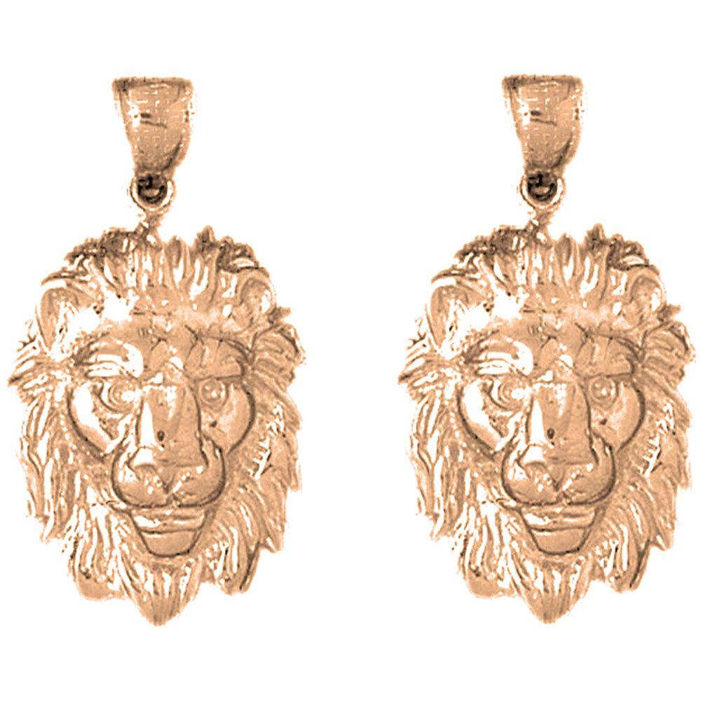 14K or 18K Gold 32mm Lion Head Earrings