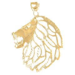 10K, 14K or 18K Gold Lion Head Pendant