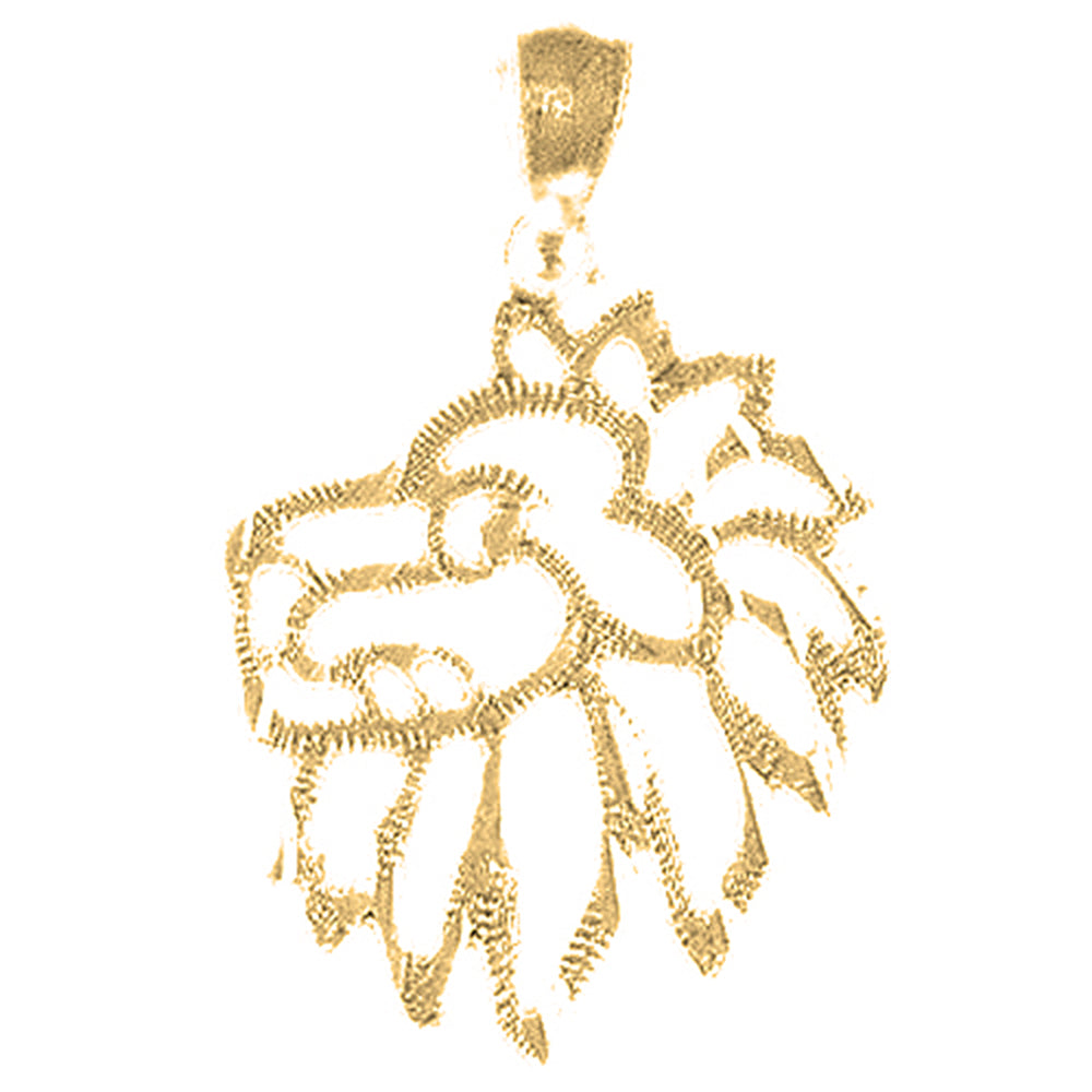 14K or 18K Gold Lion Head Pendant