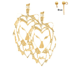 Sterling Silver 40mm Lion Head Earrings (White or Yellow Gold Plated)