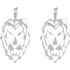 Sterling Silver 40mm Lion Head Earrings