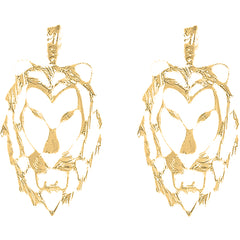 Yellow Gold-plated Silver 40mm Lion Head Earrings