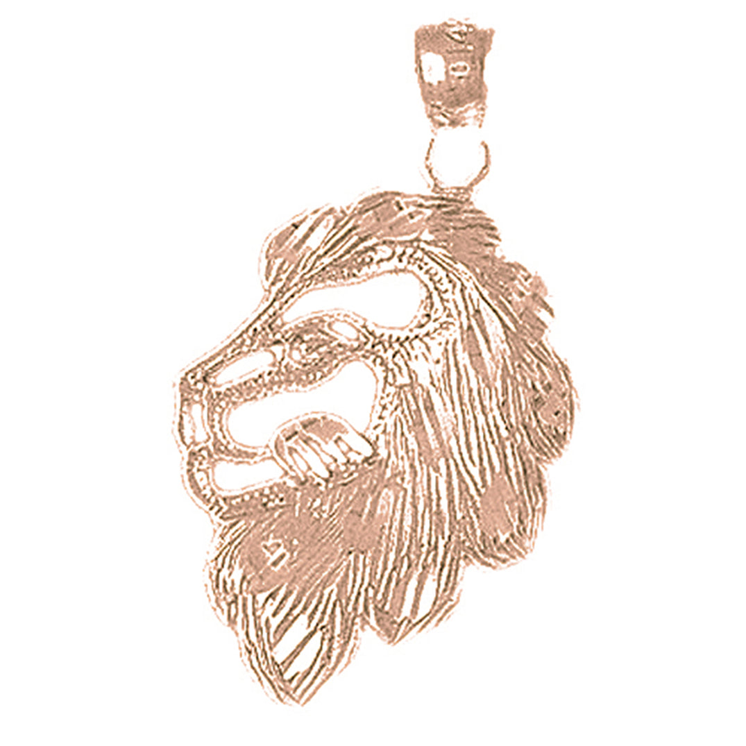 14K or 18K Gold Lion Head Pendant