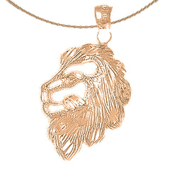 Colgante de cabeza de león de oro de 14 quilates o 18 quilates