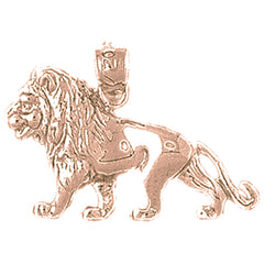 10K, 14K or 18K Gold Lion 3D Pendant