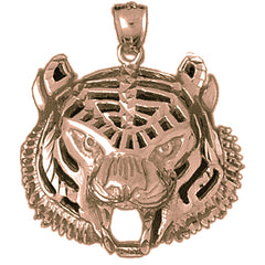 10K, 14K or 18K Gold Tiger Head Pendant