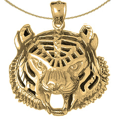 10K, 14K or 18K Gold Tiger Head Pendant