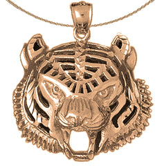 10K, 14K or 18K Gold Tiger Head Pendant