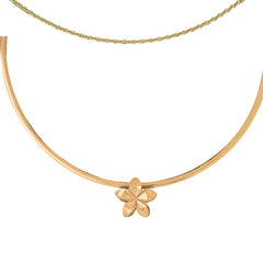 Colgante Plumeria Reversible de Oro de 10K, 14K o 18K