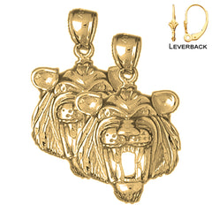 Pendientes con cabeza de tigre de plata de ley de 30 mm (chapados en oro blanco o amarillo)