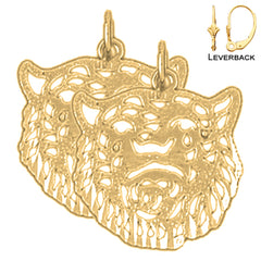 Pendientes con cabeza de tigre de 22 mm en oro de 14 quilates o 18 quilates