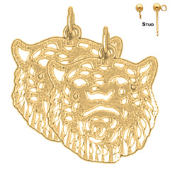 Pendientes con cabeza de tigre de 22 mm en oro de 14 quilates o 18 quilates