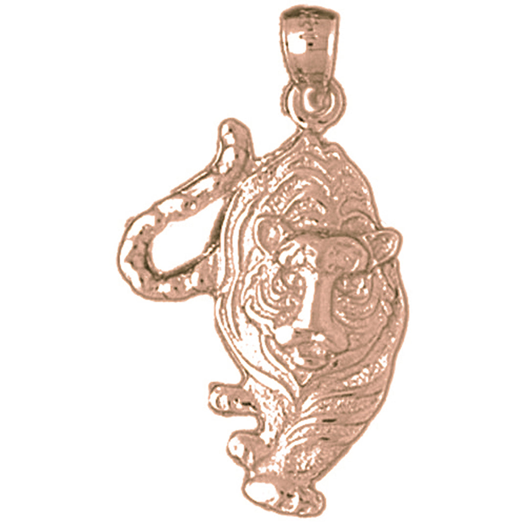 10K, 14K or 18K Gold Tiger Pendant